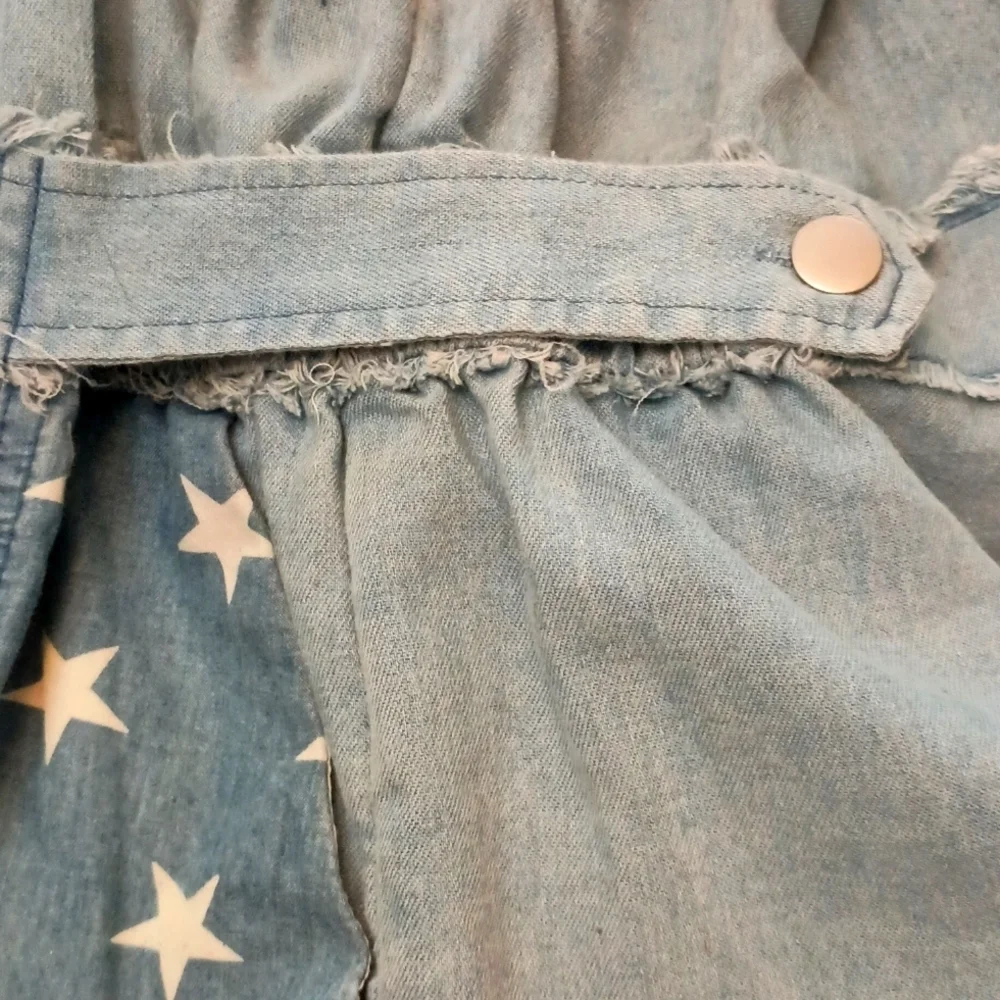 POL Blue Denim and Star Chambray Romper